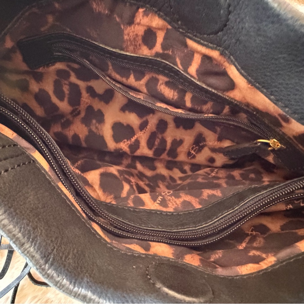 B. Makowsky leather hobo shoulder bag with gold hardware and lace-up - Picture 5 of 11